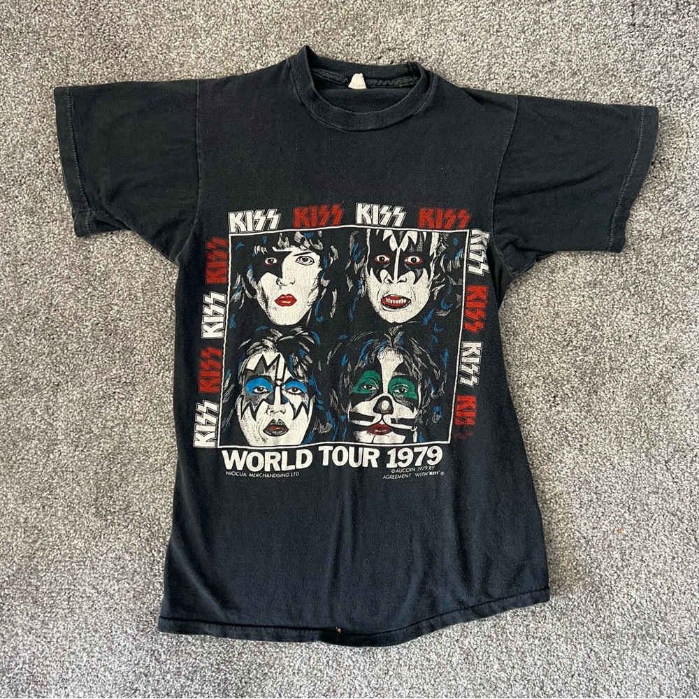 Vintage Kiss shirt mens small black 1979 world‎ tour concert single stitch rock
